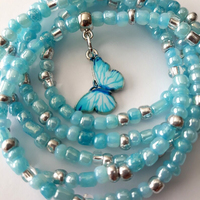 Chaîne de taille personnalisée avec breloque papillon en cristal et perles de rocaille, bijou de corps pour le ventre, grande taille, ceinture de plage estivale