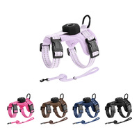 Harness Vest Anjing Kucing Mewah, Ringan, Bernapas, Reflektif, Aman, Kompatibel GPS Tracker, Anti-Hilang, Dapat Disesuaikan
