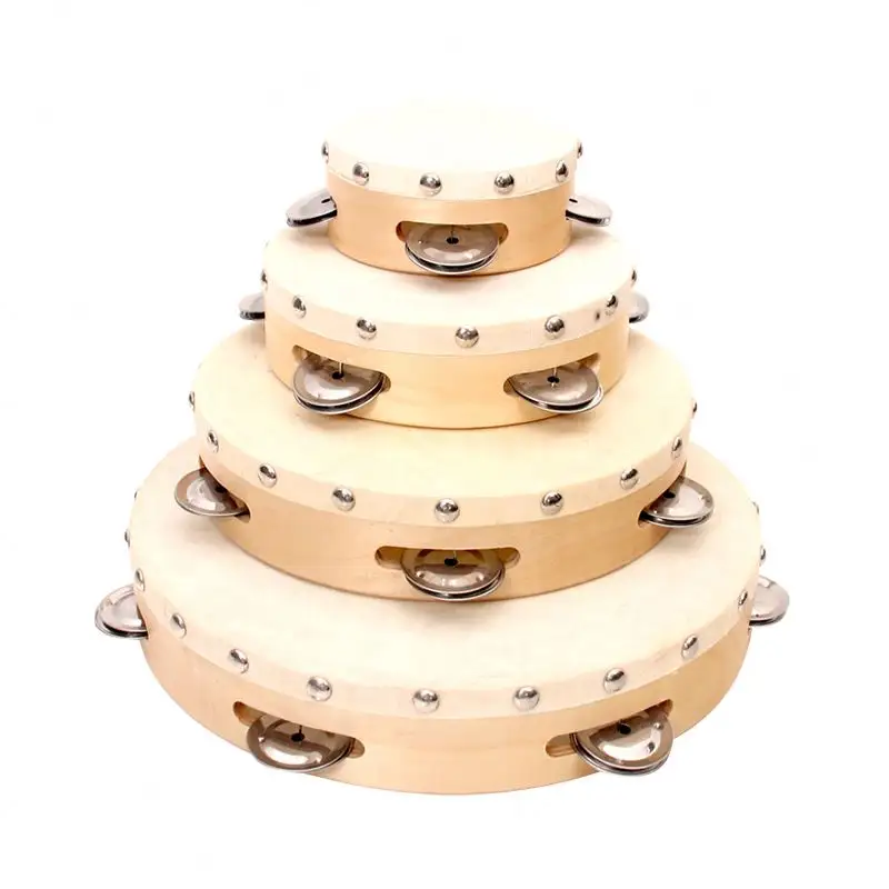 Toy Tambourines High Quality Wooden Musical Instrument Sounds Maker Promotional Toy Wood Tambourines