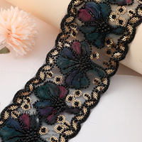Nouvelle dentelle brodée de sequins 3D écologiques et colorés, garniture florale en tulle et strass pour la décoration du col et du ourlet de robe