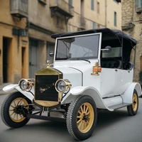 Voiture électrique de luxe vintage décapotable, véhicule classique de style rétro certifié CEE pour location de mariage et excursions panoramiques