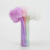 Stylo Gel O&Q Promotion Mignon avec Pompon, Encre Noire et Bleue 0,5 mm, Matériau Caoutchouc Écologique, Idéal pour le Bureau et l'École, Cadeau de Noël