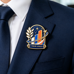 Badge rectangulaire personnalisé en alliage de zinc plaqué or, émail dur, pour la croissance d'entreprise, cadeau d'affaires - Product Image 4