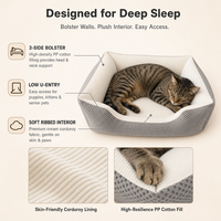 Lit pour animaux de compagnie en peluche, personnalisé avec logo OEM, vente en gros d'usine, pour chat et chien, avec rebord, tapis de cage, tissage gaufré doux, luxueux, confortable et lavable