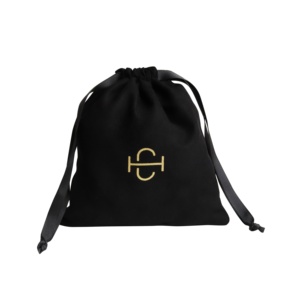 Luxury Small Black Microfiber Suede Drawstring Pouch with Gold Foil logo for Jewelry Gift Cosmetic Accessories Packing <b>Dust</b> <b>Bag</b> - Product Image 3