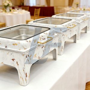 Scaldavivande Rettangolare di Lusso da 9L in Acciaio Inox Dorato con Coperchio in Vetro Trasparente per Ristoranti - Product Image 2