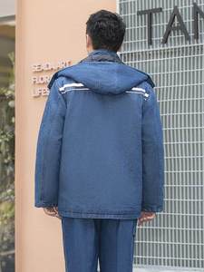 Ropa de Trabajo para <span class=keywords><strong>Soldador</strong></span>, Talla Grande, Abrigo Acolchado de Mezclilla de Algodón, Protección Laboral, Resistente al Frío, de Longitud Media, para Invierno - Product Image 5