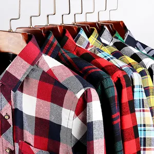 Custom Wholesale Clothing Casual Wear Breathable Long Sleeve Pocket Flannel Plaid Check Shirts For Mens