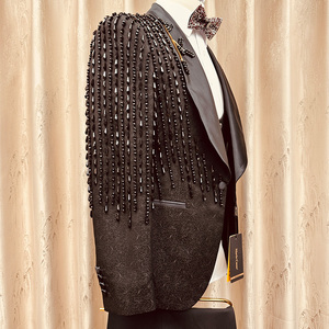 Abito da uomo su misura fatto a mano in stile italiano, <span class=keywords><strong>taglie</strong></span> forti, 3 pezzi: giacca, gilet e pantaloni, monopetto, formale, per matrimonio - Product Image 6