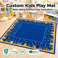 Tapis pour enfants en gros avec bordure livre et motif étoile, tapis de jeu antidérapant sur le thème de la bibliothèque pour chambre de bébé, coin lecture