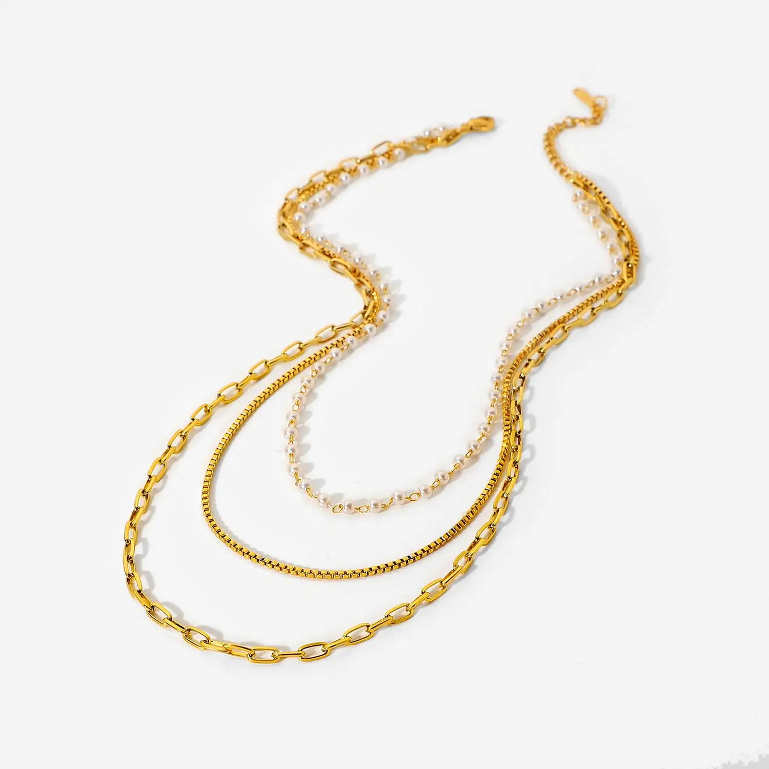 Collana girocollo 21K oro multistrato donna