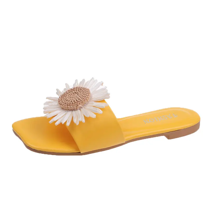 New summer ladies sunflower slippers beach sandals women casual slippers