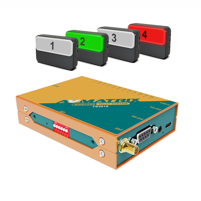 AVMATRIX TS3019 Support 4 Tally Lamps 4 Channels Wireless Tally Light System with GPIO/RS232/RS485 Interface