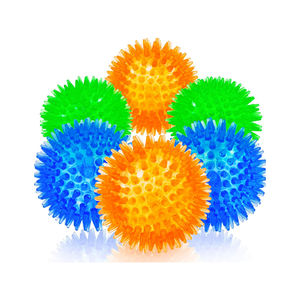 Pelotas chirriantes Squeaky Fetch Spike de TPR, juguetes ecológicos y duraderos para perros mordedores agresivos, paquete de 3/6, colores brillantes, juguetes para masticar y para la dentición. - Product Image 2