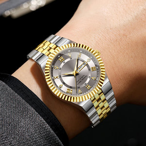 Hot Sale Custom Luxury Fashion Men Business <strong>Watch</strong> Alloy Stainless Steel Band Quartz Waterproof 42mm <strong>Diamond</strong> Luminous - Product Image 1