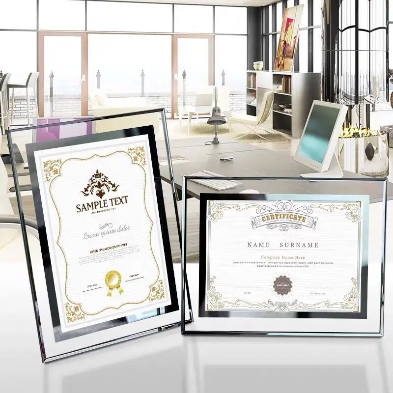 Factory Wholesale Creative Crystal Photo Frame 6 Inch 7 Inch A4 Patent Certificate Frame Bedside Transparent Photo Frame