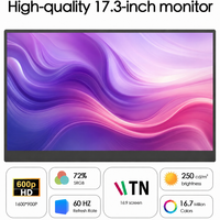 Moniteur portable double écran AHXJKA 17,3 pouces 1600*900 60Hz, affichage triple sans soudure USB-C pour ordinateur portable, jeux, Windows, Mac