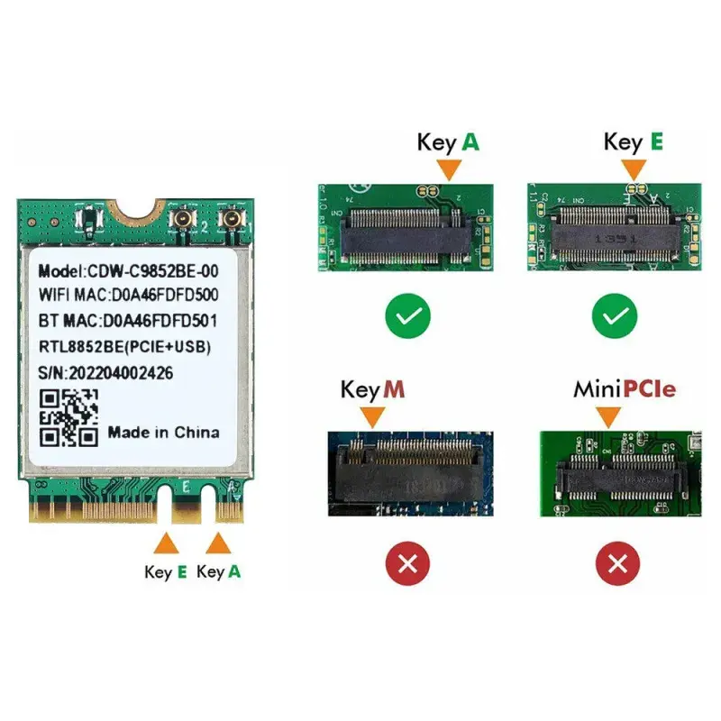 Modulo wi-fi 6 CDW-C9852BE Realtek RTL8852BE NGFF M.2 2230 scheda wifi 2.4G/5ghzwifi Bluetooth 5.0