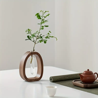 Vase à fleurs en bois massif de noyer, arrangement floral créatif, plante en verre simple, plante hydroponique, mini vase décoratif, cadeau