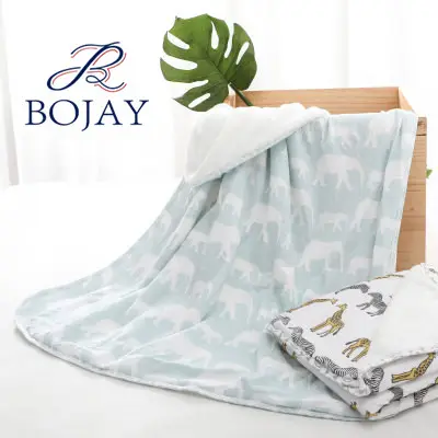 Two-layer blanket Super Soft 100% Organic Cotton and Flannel Fleece Baby Blanket Printing Kindergarten Quilt