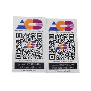 Logotipo de etiqueta de plástico removível com código QR à prova d'água à prova de arranhões de marca personalizada de alta qualidade