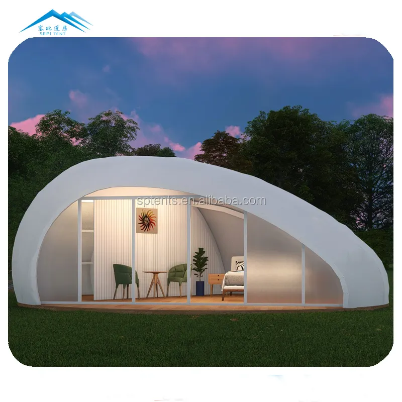 Sepi Glamping टेंट पीवीसी/PVDF/PTFE नई डिजाइन आउटडोर होटल तम्बू 5 + व्यक्ति तम्बू डबल