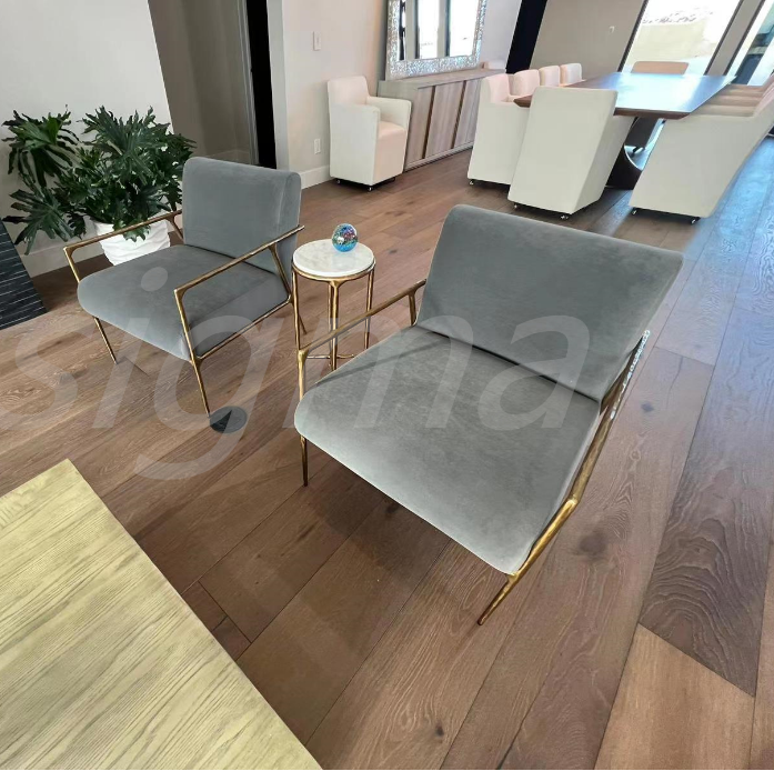 Indoor Furniture Living Room Leather Single Sofa Fabric Metal Sofa Set