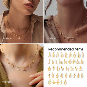 Personalizado Diy <span class=keywords><strong>inicial</strong></span> <span class=keywords><strong>sello</strong></span> letras circón colgante de acero inoxidable joyería de moda collar 2024 última tendencia al por mayor 2024 - Product Image 4
