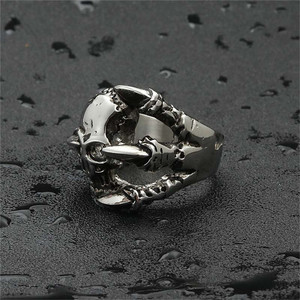 Anillo de Esqueleto Plateado para Hombre, Estilo Punk, Acero Inoxidable, Calavera Hueca, Joyería, Regalo 260124 - Product Image 4