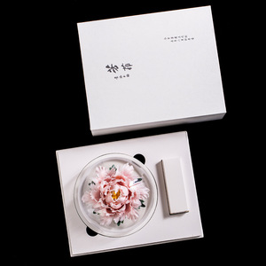 Juego de difusor de caña de cerámica del patrimonio cultural inmaterial, aromaterapia de flores de peonía pura para sala de estar, oficina, cera de soja - Product Image 1