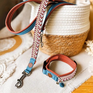 Nefes süper rahat ayarlanabilir Boho dokuma köpek koşum hiçbir çekme yelek özel neopren köpek koşum ve tasma Set - Product Image 4