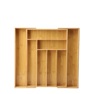 Organizador de cajones de bambú con compartimentos para almacenamiento de cubiertos, divisor de utensilios de cocina, tipo rectangular vertical - Product Image 3