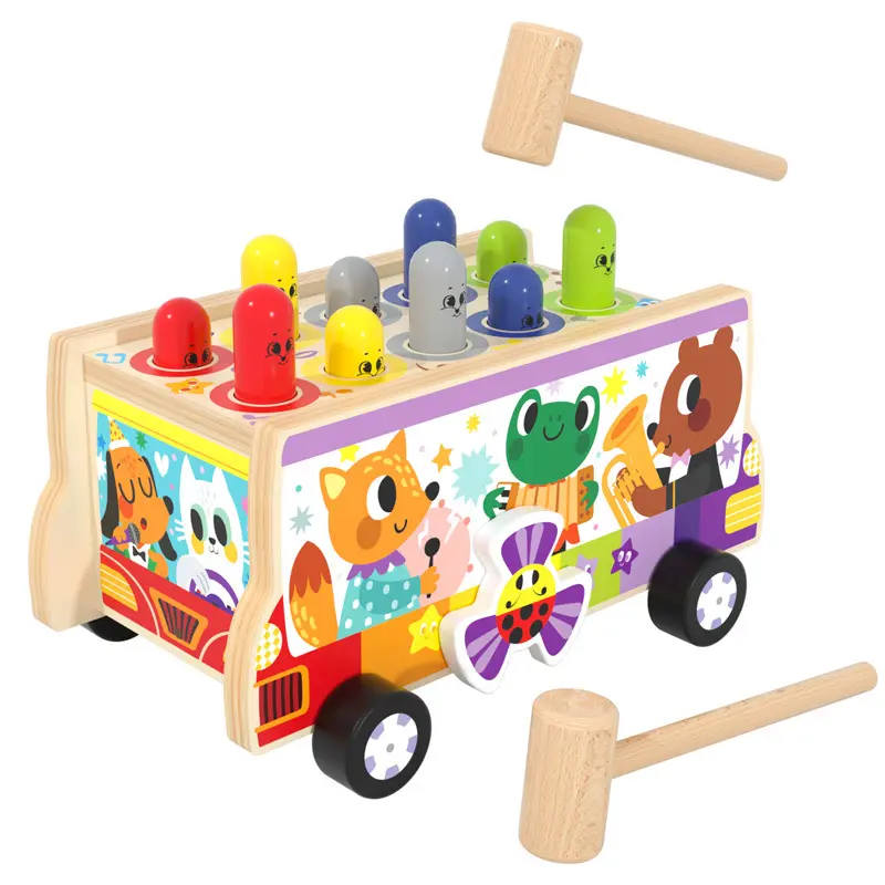 Montessori-Speelgoed Voor 0-5 Jaar Oude Baby 'S Slaan Een Mol-Game Houten Dubbele Hamer Muzikaal Activiteitencentrum Geschenken Voor Peuters Van 0-6 Jaar