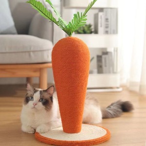 Griffoir pour chat en rotin vertical résistant à l'usure et non-déchirable, jouet aiguiseur de griffes en forme de champignon en lin - Product Image 1