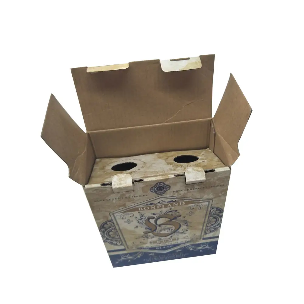 Venta caliente caja de vino corrugado de impresión a todo color con inserto personalizado caja de estampado de lámina de oro