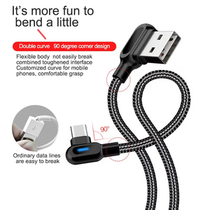 Cable USB Tipo C 2026 de 1m 2m, Cable de Carga Rápida y Transferencia de Datos, Carga Tipo C a 90 Grados para S10 S9 - Product Image 4