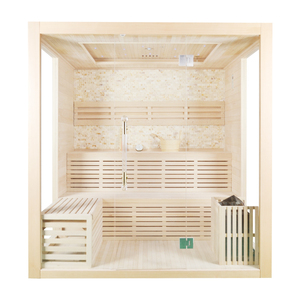 Indoor 4-6 Person Carbonized Hemlock Solid Wood Far-Infrared Dry <b>Steam</b> Eco-Friendly <b>Sauna</b> Room with <b>Sauna</b> Stove for Villa - Product Image 3