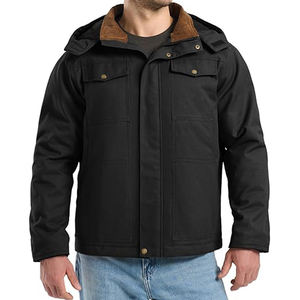 Blouson d'hiver pour homme, résistant à l'eau, à capuche, 100% coton, fermeture éclair, coupe décontractée, veste utilitaire isolée avec poches - Product Image 3