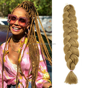 Cabello Trenzado Afro Yaki de Alta Calidad, Preestirado, <span class=keywords><strong>Jumbo</strong></span>, de 82 Pulgadas y 165g, Extensiones de Cabello para Trenzas Crochet y Box Braids, Disponible en Stock - Product Image 1