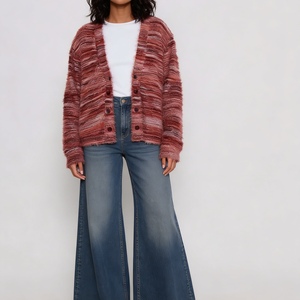 Women's New Arrival Vintage Fashion Deep V-Neck Design Fuzzy Long-Sleeve <b>Cardigan</b> <b>Sweater</b> Fashion - Product Image 4