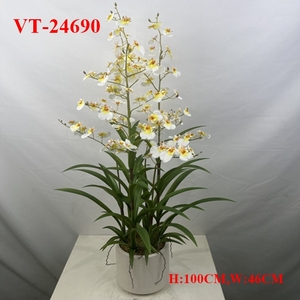 ¡Novedad de 2025! Cymbidiums artificiales de poliéster/maceta de orquídeas para graduación, Navidad, Año Nuevo, Día de San Valentín, Pascua, Halloween - Product Image 5