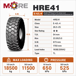 Neumático Radial OTR 26.5R25 E4 L4 HRE41 para Camión Volquete, Minería, Construcción, Movimiento de Tierras, Neumático Sin Cámara de Alta Resistencia - Product Image 2