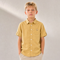 Chemise Oxford décontractée à manches courtes et col rabattu pour garçons, en coton respirant et écologique 180g, collection été premium