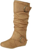 Xinzirain Bottes plates à fermeture à enfiler mi-mollet en daim noir personnalisées pour femmes