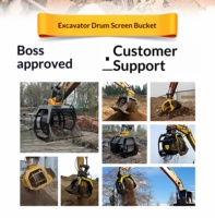 Godet de criblage multifonctionnel pour excavatrice avec pompe hydraulique, tambour rotatif et cage de criblage, pour le nettoyage des rivières et la séparation de minerai et de terre