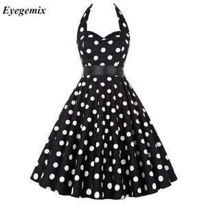 Halter Polka Dot <span class=keywords><strong>Robe</strong></span> Rétro Floral <span class=keywords><strong>Hepburn</strong></span> Vintage 50s 60s Pin up Rockabilly Robes <span class=keywords><strong>Robe</strong></span> Saint Valentin <span class=keywords><strong>Robe</strong></span> de soirée - Product Image 1
