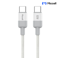 Câble Type-C Miccell PD 60W à charge rapide, câble de données tressé C vers C pour téléphone, vente en gros, avec transmission de données 480 Mbps