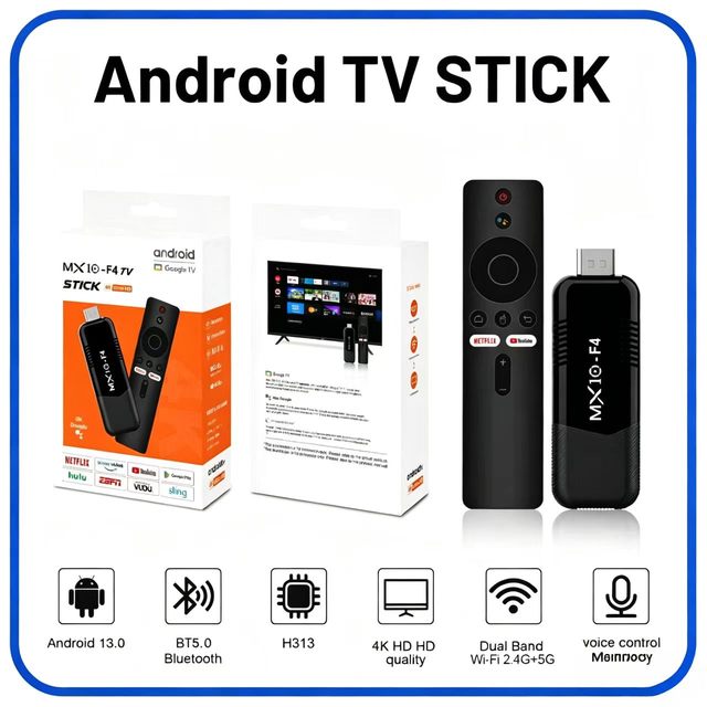 2026 Global Version Hot MX10 F4 Android13.0 TV Stick Amlogic S905L 4K Wifi2.4G Wholesale Discount Multi Language Settop Box