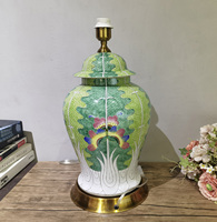Antique chinois peint à la main Bok Choy grand pot de gingembre en céramique porcelaine lampe de Table pour salon chevet décoratif maison
