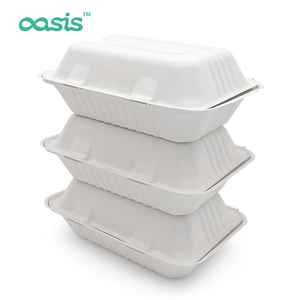 Oasis Restaurant CT5 9"x6" Contenitore per Pranzo Biodegradabile in Bagassa, Usa e Getta, Impermeabile, Antigrasso, Adatto al Microonde - Product Image 2